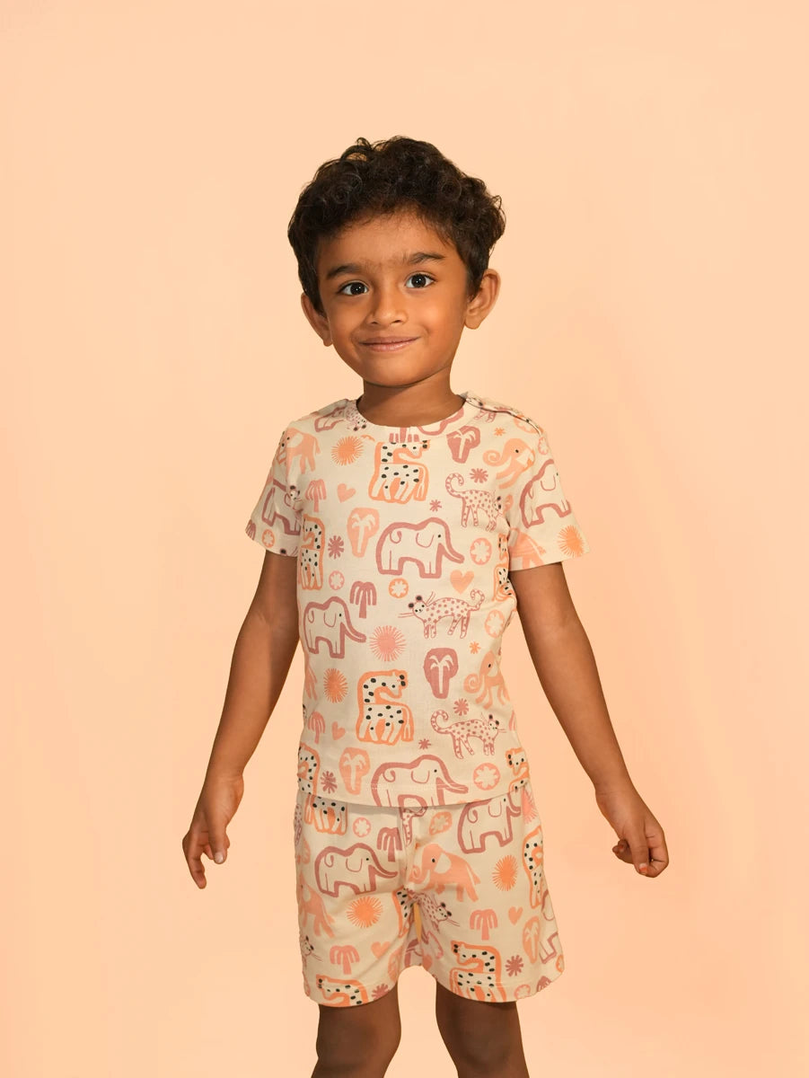 BEIGE ANIMAL PRINTED CO-ORD SET
