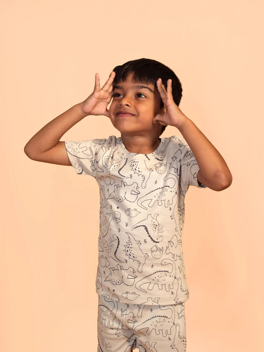 Grey All-Over Dinosaur Co-ord Set