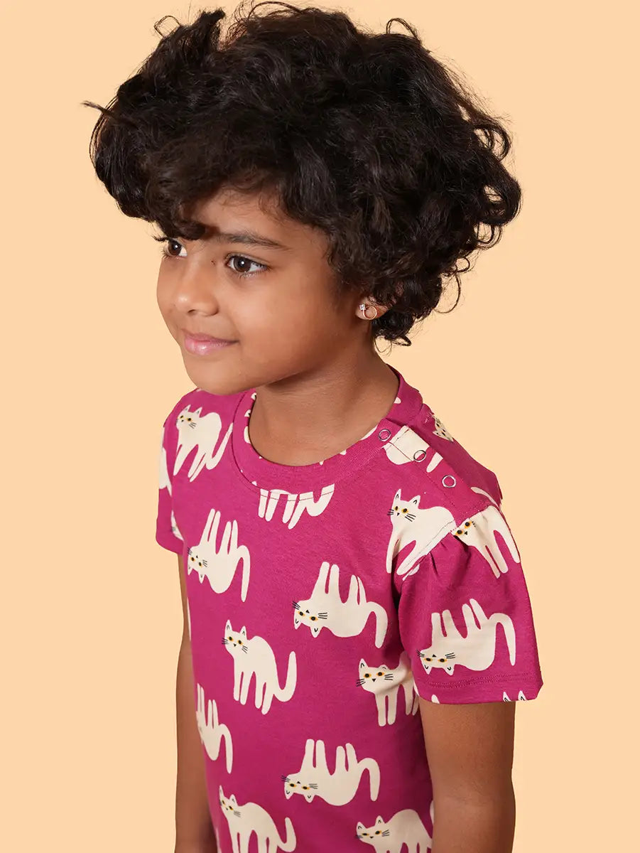 Meow Berry Co-ord Set – 100% Cotton Single Rib