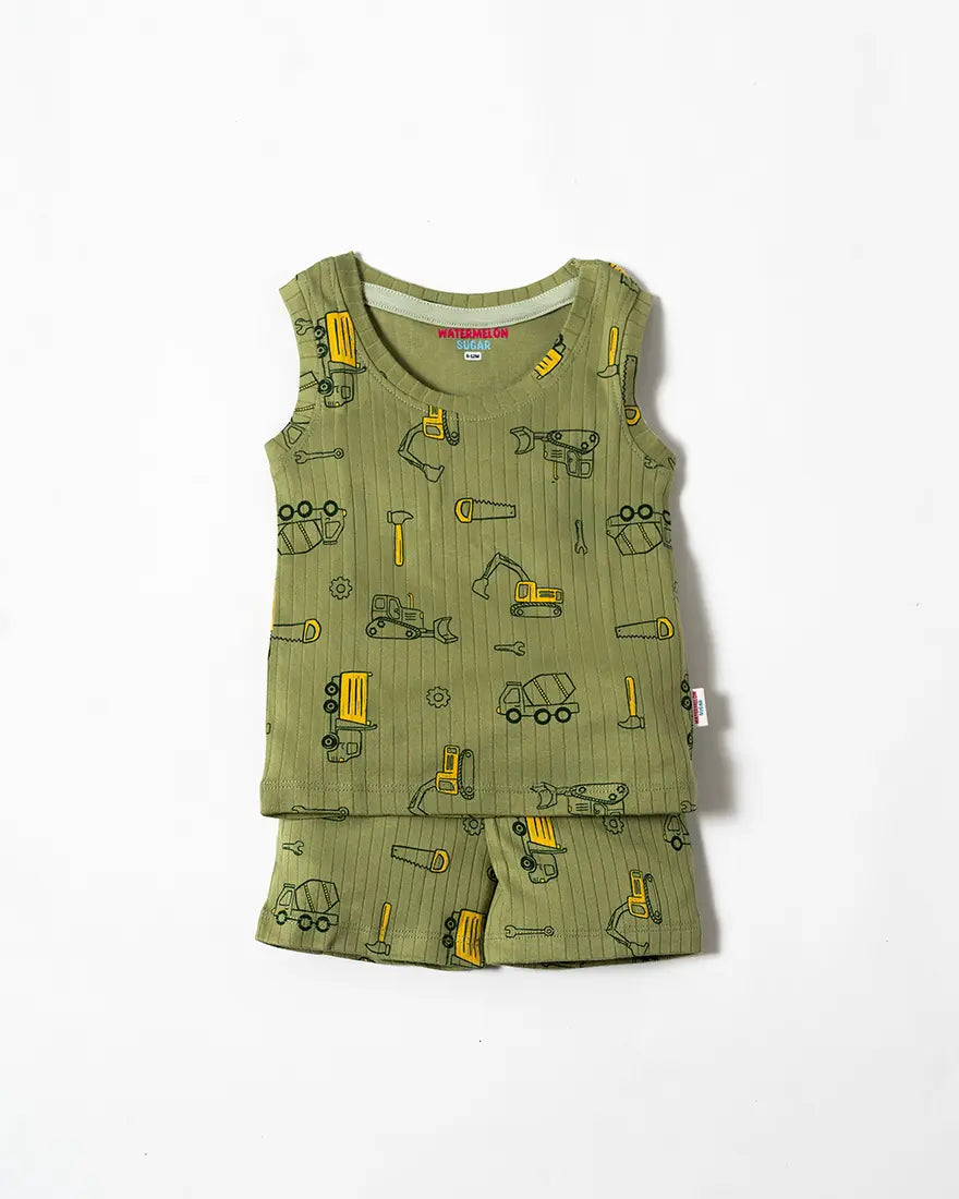 Olive Builder Sleeveless Co-ord Set
