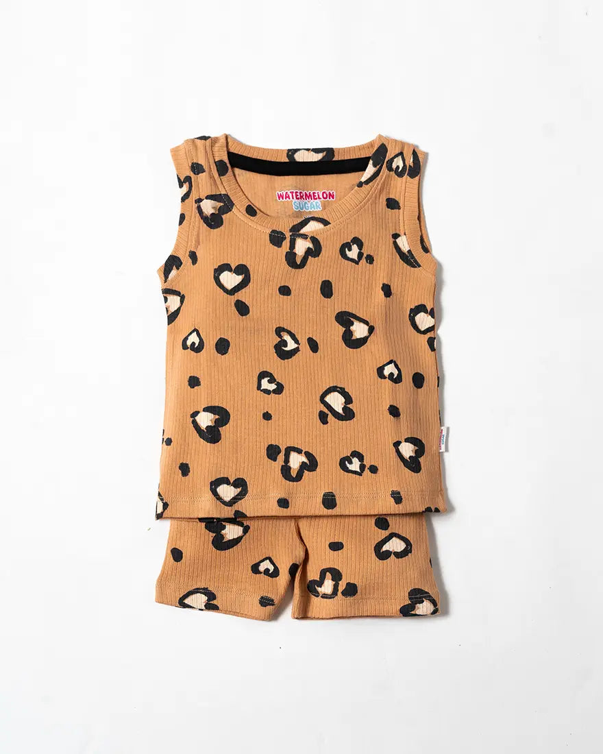 Caramel Heartbeats Sleeveless Co-Ord Set