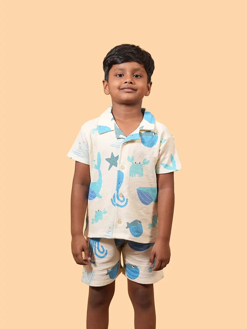 Ocean Friends Loopknit Shirt & Shorts Co-Ord Set
