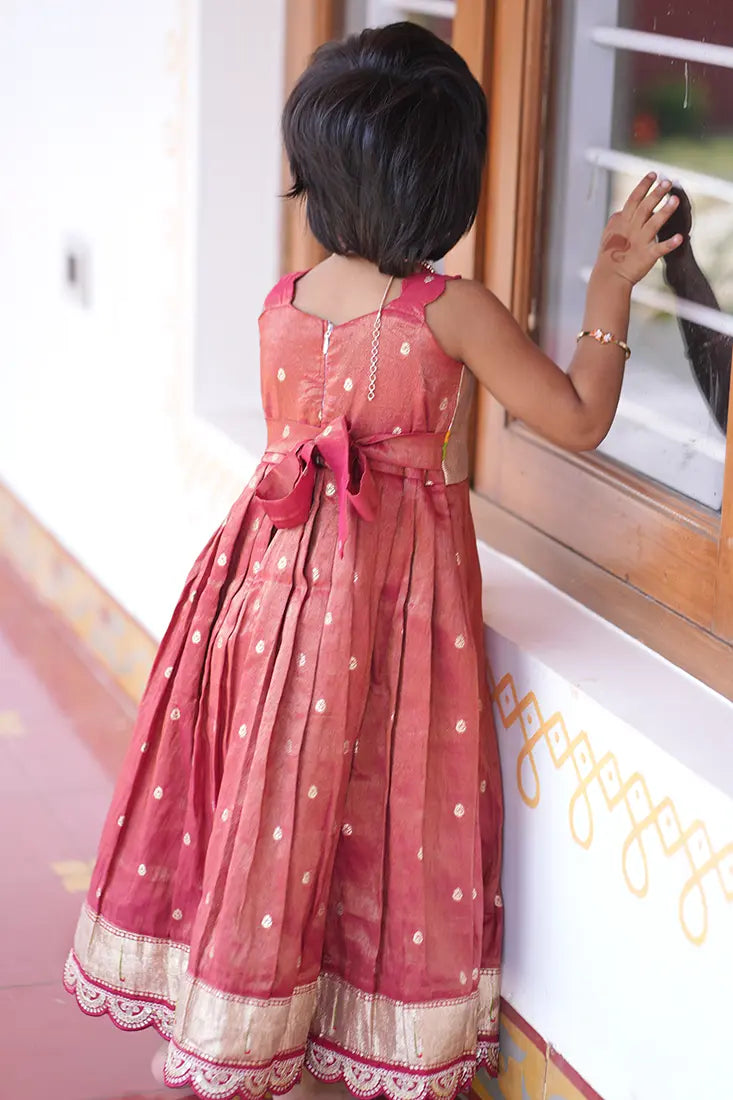 Maroon Festive Full Frock with Traditional Motif